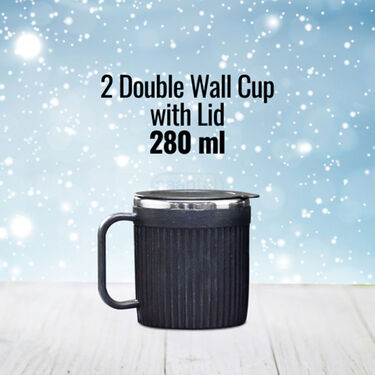 24 Hours Hot or Cold Insulated Flask (1.0 Ltr) + 2 Double Wall Cup with Lid (1F2C3)