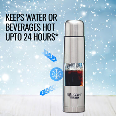 24 Hours Hot or Cold Insulated Flask (1.0 Ltr) + 2 Double Wall Cup with Lid (1F2C3)