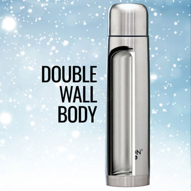 24 Hours Hot or Cold Insulated Flask (1.0 Ltr) + 2 Double Wall Cup with Lid (1F2C3)