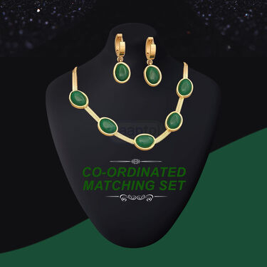 3 Pcs Emerald Green Coloured Jewellary Set (EGJS1)