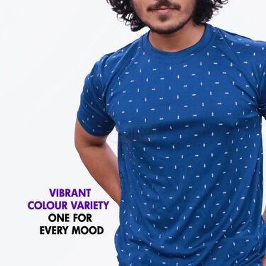 5 Printed Round Neck T-Shirts + Luxury Golden Watch (5RTW8)