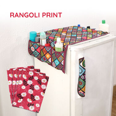 6 Pcs Fancy Fridge Cover + Turning Tray + 2 Vacuum Pouch + 3 Net Bags (7F11)
