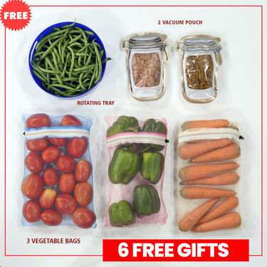 6 Pcs Fancy Fridge Cover + Turning Tray + 2 Vacuum Pouch + 3 Net Bags (7F11)