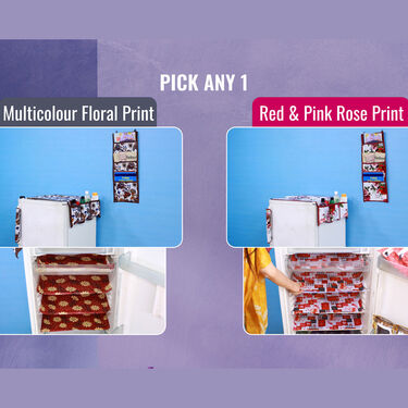 7 Pcs Floral Waterproof Fridge Cover Combo with 20 Free Gifts (7WFC1)