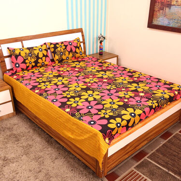 Pack Of 8 Floral Collection Double Bed Sheets + 16 Pillow Covers Free (8BS53)