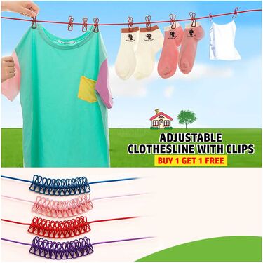 Adjustable Clothesline with Clips - Buy 1 Get 1 (ADJCWC)