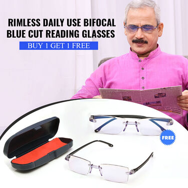 Rimless Daily Use Bifocal Blue Cut Reading Glasses - Buy 1 Get 1 FREE (BBCRG1)