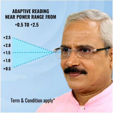 Rimless Bifocal Adaptive Power Mobile Protection Reading Glasses With Free Stylish Watch (BORG4W1)