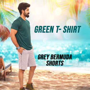Pack of 2 Men's Bermuda Pants And 2 T-shirts Combo with Watch (PTR-2)