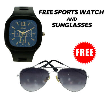 Pack of 2 Men's Leatherite Sandals Free Sports Watch And Sunglasses (SW55)
