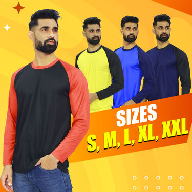 Pack of 4 Round Neck Designer Full Sleeves T-shirts (4RTF-3)