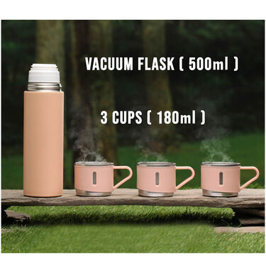 12 Hours Hot & Cold - Insulated Flask + 3 Cups (1F3C1)
