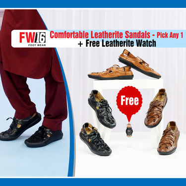 Comfortable Leatherite Men's Sandals + Leatherite Watch (SW20) - Pick Any 1