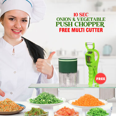 10 Seconds Onion & Vegetable Push Chopper + Free Multi Cutter (PC6)