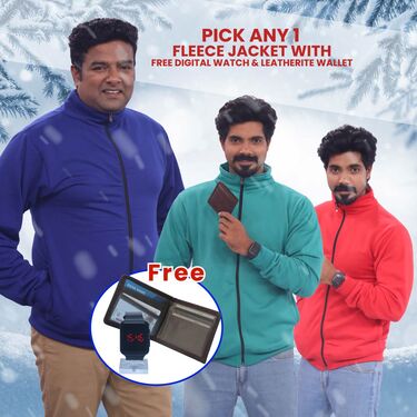 Pick Any 1 Fleece Jacket With Digital Watch And Leatherite Wallet Free (1FJ11)