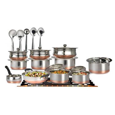 20 Pcs Copper Base Cook & Serve Set + 5 Pcs Kitchen Tools