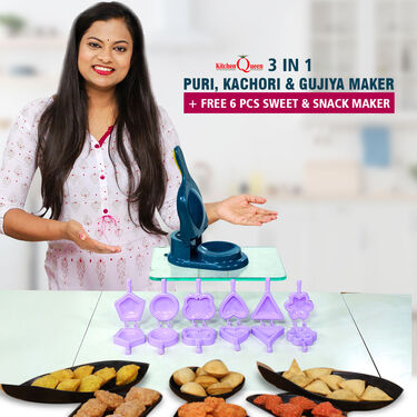 3 in 1 Puri Kachori & Gujiya Maker + Free 6 Sweet & Snack Maker (PKG6)