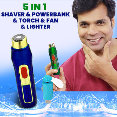 5 in 1 - Shaver & Powerbank & Torch & Fan & Lighter (SPB1)