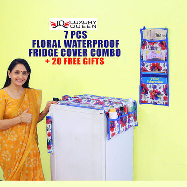 7 Pcs Floral Waterproof Fridge Cover Combo with 20 Free Gifts (7WFC1)