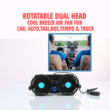 Rotatable Dual Head Cool Breeze Air Fan For Cars Autos Taxis Bus Tempos and Trucks (EF8)