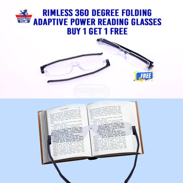 Rimless 360 Degree Folding Adaptive Power Reading Glasses B1 G1 Free (FORG27)
