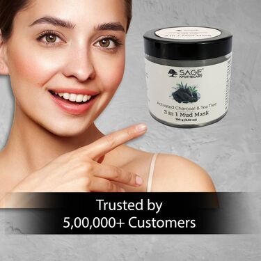 100% Natural Activated Charcoal & Tea Tree 3-in-1 Mud Face Mask For Women