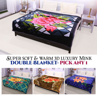 Panel Printed 3D Double Mink Blanket - Pick Any One (3DMB1)