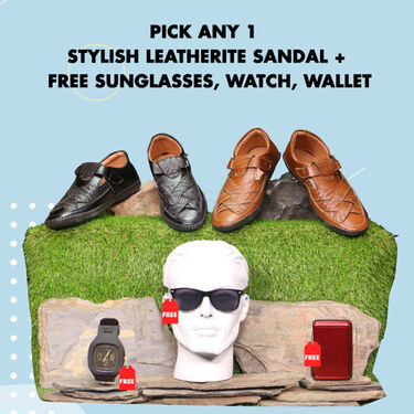 Pick Any 1 Stylish Leatherite Sandal + FREE Sunglasses + Watch + Wallet (SDC3)