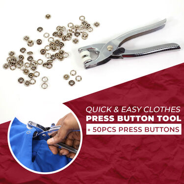 Quick & Easy Clothes Press Button Tool + 50 Pcs Press Buttons (HI10)