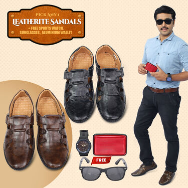 Pick Any 1 Stylish Leatherite Sandal + FREE Sunglasses + Watch + Wallet (SDC2)