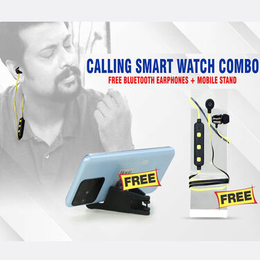 Smart Watch with Free Magnetic Bluetooth Earphones And Mobile Stand