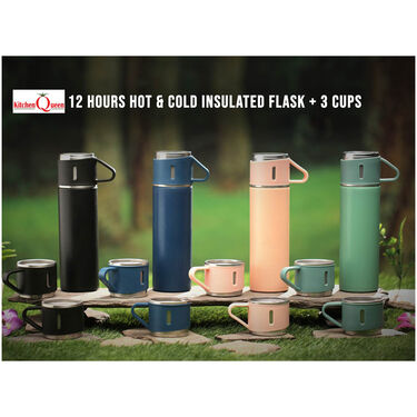 12 Hours Hot & Cold - Insulated Flask + 3 Cups (1F3C1)