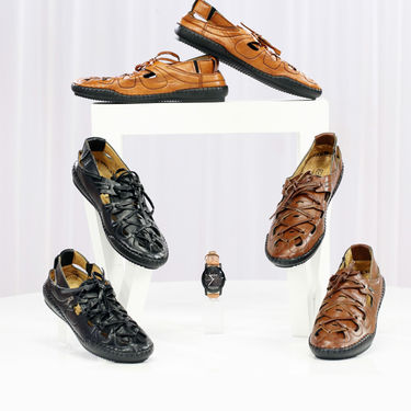 Comfortable Leatherite Men's Sandals + Leatherite Watch (SW20) - Pick Any 1